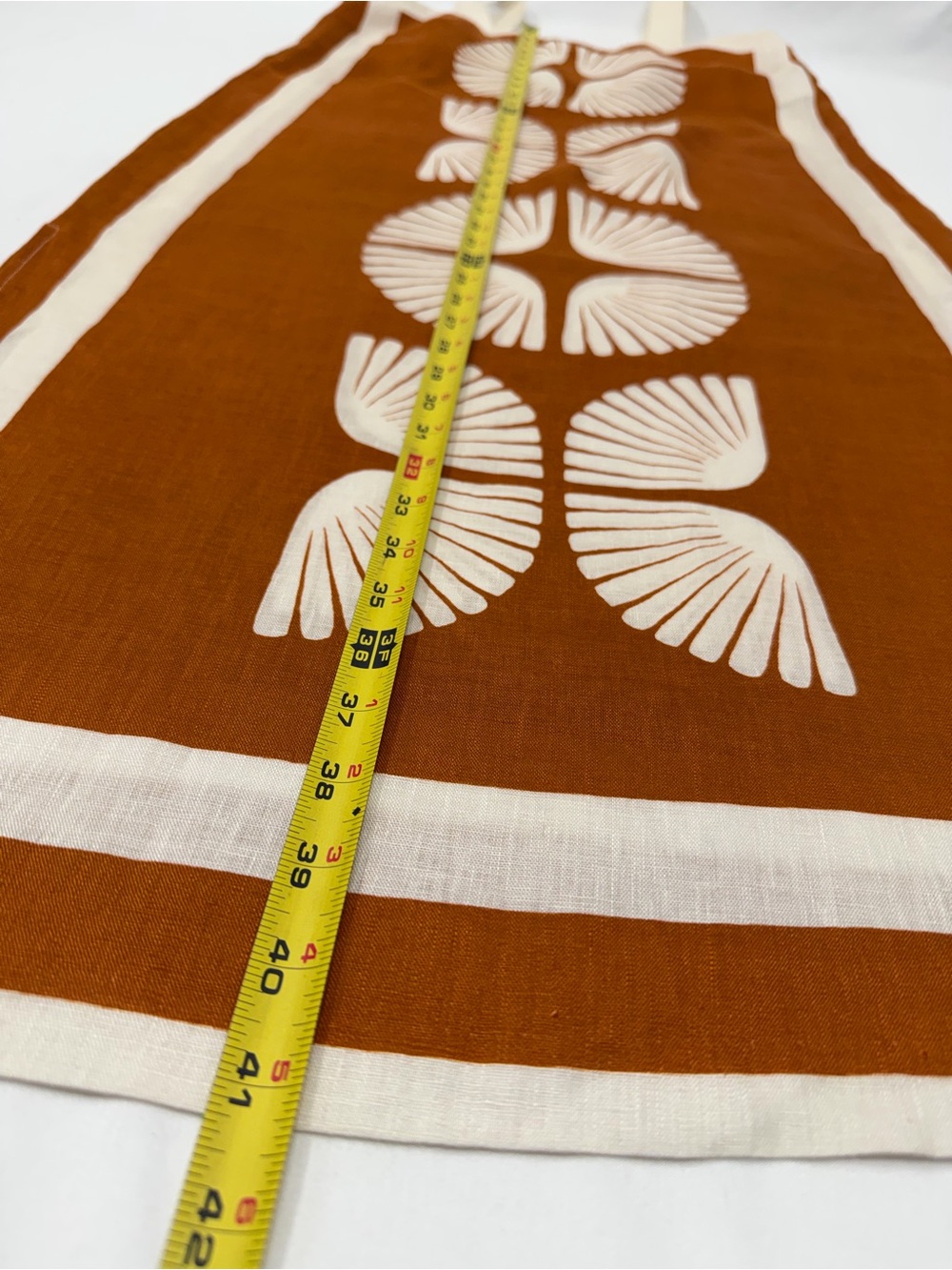 Magaschoni 100% Linen Brown & Cream Geometric Sleeveless Dress - Picture 12 of 13